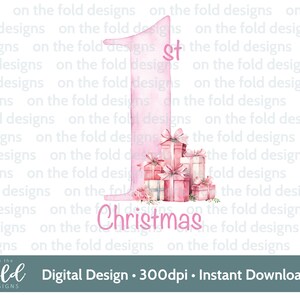 Primer paquete de regalo de Navidad PNG clipart digital instantáneo lindo chaleco de bebé rosa diseño de tarjeta de Navidad impresión de sublimación Navidad PJs Baby Girl Navidad