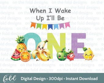 Danse des fruits 1er anniversaire des cliparts One Tutti Fruiti Clipart transparent impression par sublimation aquarelle graphique Uvdtf sur le pli