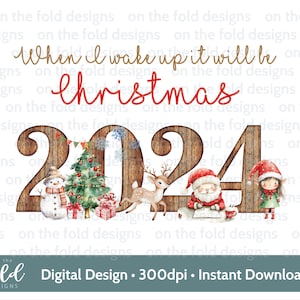 Rustic 2024 Clipart Sublimation Png Crafting Card Making UVDTF designs and Print Christmas Png for Xmas Sacks Pjs Baubles Cards