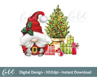 Father Christmas Gnome, PNG, instant digital download, clipart, sublimation, waterslide, crafting, tumblers
