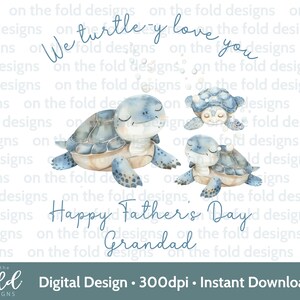 Clipart fête des pères tortue 1ère fête des pères grand-père papa bleu sous l'eau sublimation impression UVDTF DTG PNG carte bébé gilet grand-père Pops graphique