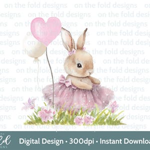 Clipart de cumpleaños de bailarina de conejito PNG Descarga instantánea para sublimación, manualidades, impresión UVDTF, tarjetas, chalecos para bebés, baberos, invitaciones Uvdtf