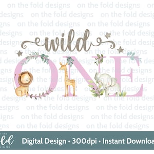 Clipart Wild One Safari, animaux de la jungle, png, clipart transparent, téléchargement immédiat, impression personnalisée, cadeaux de cartes de 1er anniversaire, art mural