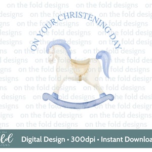 Fichier de téléchargement immédiat des cliparts de baptême de cheval à bascule, carte de sublimation de fond transparent faisant des couleurs neutres mignonnes de petite entreprise