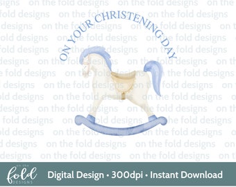 Rocking Horse  Christening clipart instant download file, transparent background sublimation card making small business cute neutral colours