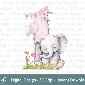 Éléphant 1er anniversaire des cliparts, bébé, Safari, jungle aquarelle carte gilet bébé Design rose une impression par Sublimation, Image graphique Uvdtg