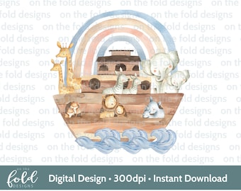 Noahs Ark Christening Baptism clipart PNG sublimation design instant download file with transparent background 300dpi