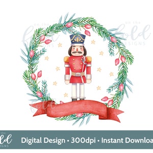 Quebra-nozes Soldado de Brinquedo Guirlanda de Natal PNG Download digital instantâneo de sublimação clipart
