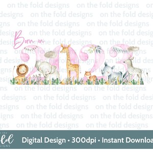 Animaux de safari, nés en 2024, clipart, png transparents, téléchargement immédiat, sublimation, conception d'invitations, travaux manuels, fabrication de cartes, nouveauté