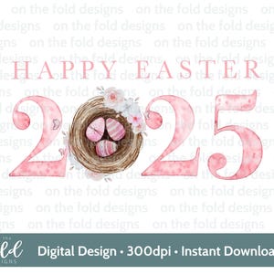 Joyeuses Pâques 2025 Clipart rose patel couleur PNG téléchargement numérique instantané vêtements de bébé carte Design artisanat Sublimation Uvdtf Dtg impression