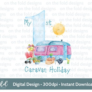 Mijn 1e caravanvakantie, 1e vakantie, toercaravan, camping, camping, aquarel PNG, digitale clipart, instant download sublimatie print