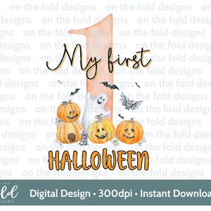 1st Halloween Cute Ghost Pumpkin Bats Autumn Halloween PNG digital clipart download Trick or Treat design special gift sublimation