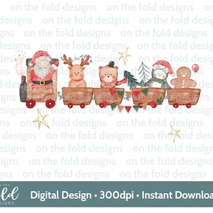 Treno di Natale, 1° Natale, Clipart per bambini, Download digitale PNG, Vestiti per bambini, Design di cartoline di Natale, Sublimazione, Creazione di cartoline DTF Babbo Natale