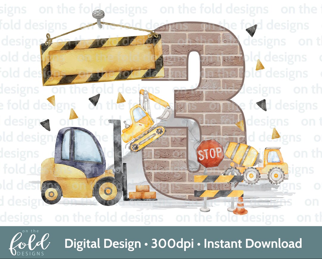 Construction Crew 3 Clipart Family Tshirt Digger Excavator PNG Birthday ...