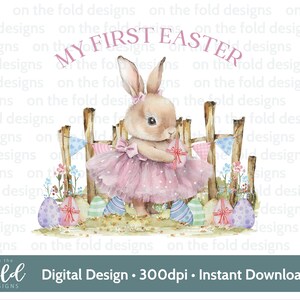 Coniglietto pasquale rosa Clipart Ballerina Coniglio Acquerello PNG Sublimazione Immagine digitale Creazione di biglietti Design gilet per neonati Immagine UV-DTF Pigiama pasquale