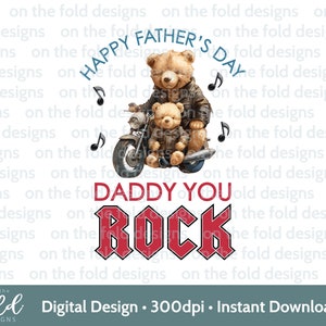 Vatertag Clipart, Daddy You Rock Biker Motorrad Lederjacke 1. Vatertag PNG Transparent Sublimationsdruck Karte Baby Weste Design