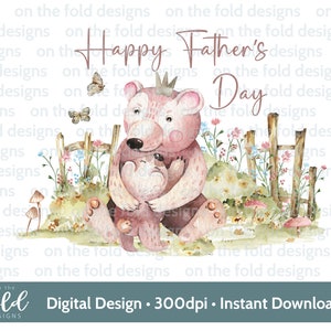 Fête des pères papa ours Clipart, Woodland, meilleur papa, grand-père, 1ère clipart transparent fête des pères, téléchargement immédiat, impression par sublimation