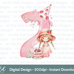 Erdbeere 2.Geburtstag Clipart PNG Beere Süß Zwei Bild Eisen Auf Sublimation Crafting Kartenherstellung UVDTF DTG Transparent Download