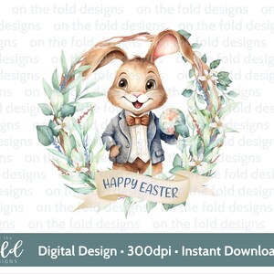 Lapin lapin Pâques Clipart aquarelle PNG cadre en osier cadre eucalptus numérique Clipart carte sublimation impression toboggan gobelet vinyle
