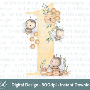 Bee eerste verjaardag Clipart Png transparante achtergrond Honey Comb Bee Hive sublimatie Design Instant Digitale Download kaart Uvdtf Crafting