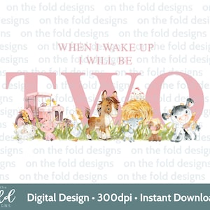 Rose ferme cour animaux PNG Clipart 2e anniversaire Tshirt carte design DTF DTG impression par sublimation téléchargement immédiat fille une invite autocollant