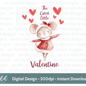 La plus mignonne petite Saint-Valentin Clipart sublimation PNG Saint-Valentin souris Ballet gilet bébé bavoir Design Téléchargement instantané Utilisation personnelle et petite entreprise