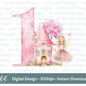 Hada 1er cumpleaños, princesa rosa, clipart PNG, niña, impresión, fondo transparente, calcomanía de sublimación, diseño de camiseta, invitación, imagen UVDTF