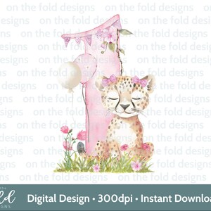 Clipart 1er anniversaire léopard, bébé, Safari, jungle aquarelle carte gilet bébé Design rose une impression par Sublimation, Image graphique Uvdtg