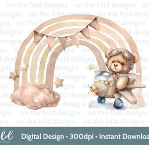 Teddy Rainbow PNG, design clipart trasparente, neonato, immagine di compleanno, stampa a sublimazione, creazione di biglietti, stampa il tuo, download immediato