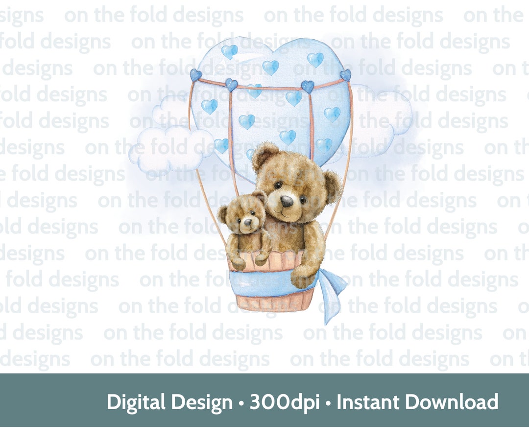 Teddy Bear Hot Air Balloon Clipart, Baby Boy PNG (digital Download) - Etsy