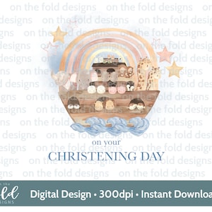 Noahs Ark Christening Baptism clipart PNG sublimation design instant download file with transparent background 300dpi