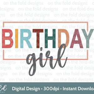 Clipart PNG d'anniversaire pour fille, téléchargement immédiat, sublimation, création de carte, t-shirt d'anniversaire, couleurs bohèmes, idée cadeau, conception de vinyle Uvdtf Dtg