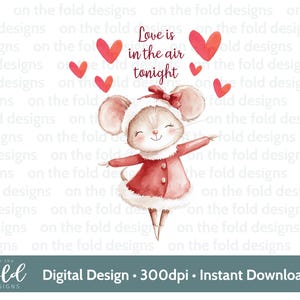 L'amour est dans l'air ce soir, sublimation des cliparts PNG, souris, ballet, gilet, bavoir, téléchargement immédiat, utilisation personnelle, petite entreprise