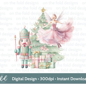 Presentes de fada quebra-nozes de Natal Rosa Menta PNG Clipart digital DSublimação Design de cartão Impressão de enfeites PJ de Natal Lembrança Artesanato DTG Uv-dtf