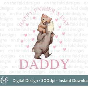 Papa et bébé ours Clipart, fête des pères, téléchargement immédiat, impression par sublimation, Image DTG UVDTF PNG Tumbler Design graphique père et fils