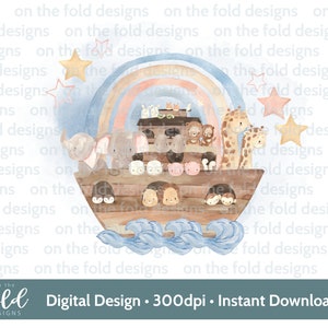 Arche Noah Taufe Clipart PNG Sublimation Design Sofort-Download-Datei mit transparentem Hintergrund 300dpi