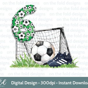 Calcio 6° compleanno Clipart Soccer Boy Tshirt Baby Vest Card Stampa il tuo PNG personalizzato Footie Party Footy Boots Sublimazione UVDTF