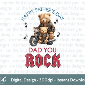 Clipart del Día del Padre, Daddy You Rock Biker Moto Chaqueta de cuero 1er Día del Padre PNG Tarjeta de impresión de sublimación transparente Diseño de chaleco de bebé