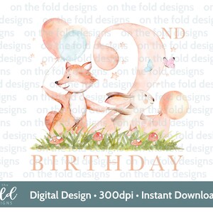 Renard et lapin, téléchargement png, fond transparent, 2e anniversaire, premier souvenir, design par sublimation, téléchargement numérique, fabrication de cartes