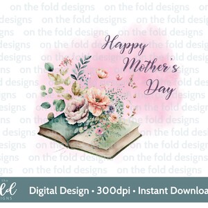 Muttertag, Floral. Buch, Lese am Muttersonntag, png, sofortige digitale Clipart, Sublimation, Kartengeschenke persönlich & kleingewerblich