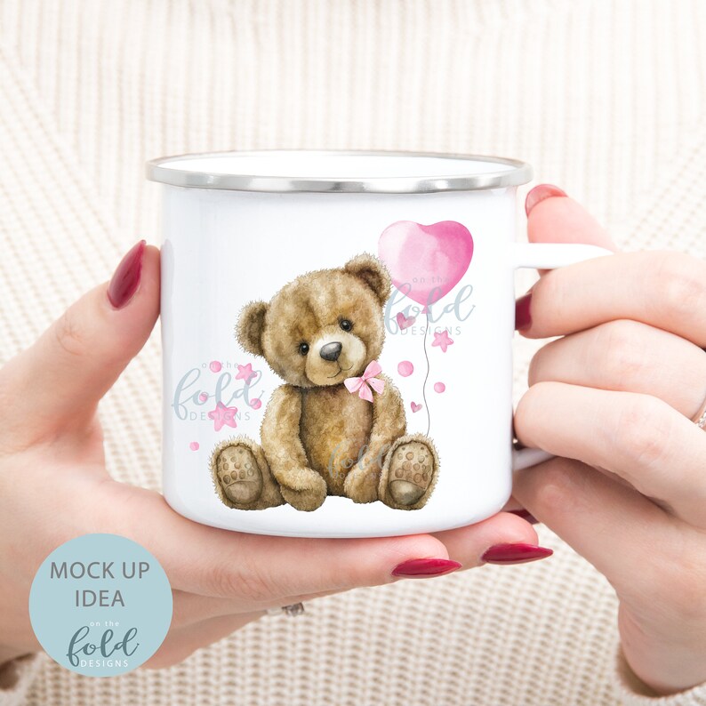 Teddy Bear, Pink Balloon Clipart Birthday, UVDTF Sublimation PNG ...