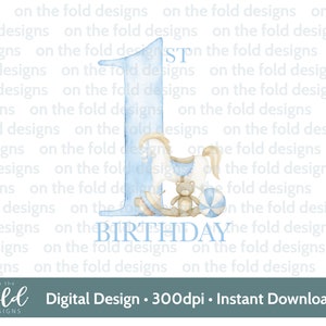 1º aniversário Rocking Horse clipart arquivo de download instantâneo, fundo transparente sublimação cartão fazendo pequenas empresas bonito cores neutras