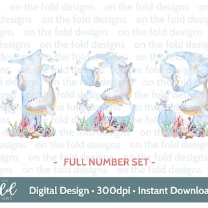 Onder de zee verjaardag, clipart, nummer clipart, sublimatie feestontwerp, transparante clipart, afdrukbare afbeelding, instant download