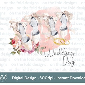 Wedding Day Clipart, Just Married PNG, Instant Download, Mrs and Mrs Print, Watercolour Clipart, Sublimation Designs, Card Design, Download