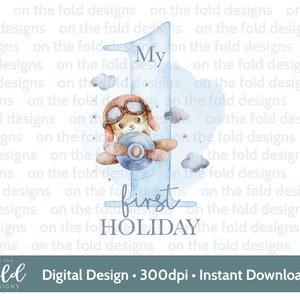 1e vakantie, 1e keer flyer, 1e vakantie, strandvakantie, vliegtuigvakantie, aquarel png, digitale clipart, gezinsvakantie sublimatieprint