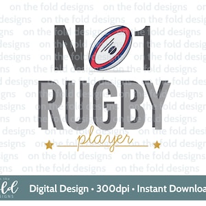 Rugby, jugador número uno, mayor fanático, clipart transparente de cumpleaños, descarga instantánea de tarjetas y regalos de cumpleaños personalizados, impresión por sublimación