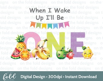 Danse des fruits 1er anniversaire des cliparts One Tutti Fruiti Clipart transparent impression par sublimation aquarelle graphique Uvdtf sur le pli