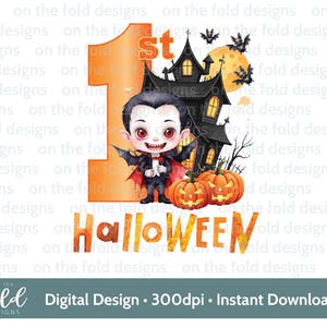 1st ハロウィン ドラキュラ クリップアート PNG ダウンロード アイデア 新しいベビー服 ベスト カード PJ トリック オア トリート バッグ UVDTF デザイン 特別なギフト 昇華