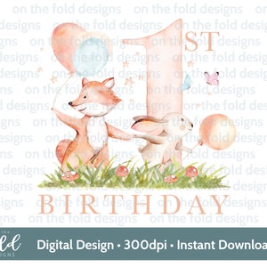 Renard et lapin, téléchargement png, fond transparent, 1er anniversaire, premier souvenir, conception par sublimation, téléchargement numérique, fabrication de cartes