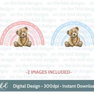 Teddy Rainbow, Blu, Rosa, è un maschio, PNG, design clipart trasparente, Nuovo bambino, Immagine di compleanno, stampa a sublimazione, creazione di cartoline png